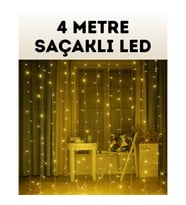 Mey İthalat® 4 Metre Şelale Perde Led Işık Dış Mekan İç Mekan Uyumlu