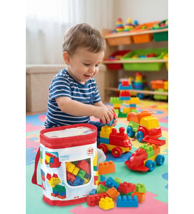40 Parça Eğitici Bloklar Bebek Zeka ve Motor Beceri Geliştirici Set (PVC İçermez)