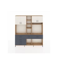 Arges Dolap 11 Raflı 6 Çekmeceli 4 Kapaklı 220x30x243 Çam-Aytaşı/Antrasit