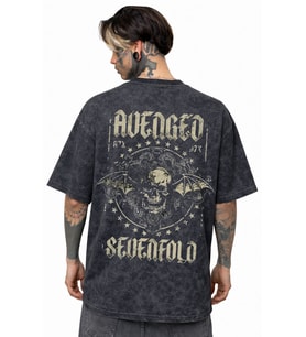 Avenged Sevenfold Rock Metal Müzik Grubu Sırt Baskılı Unisex Oversize Eskitme Yıkamalı Tişört