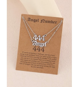 925 Ayar Gümüş  Çift Zincir Melek Sayısı 444 Angel Kolye