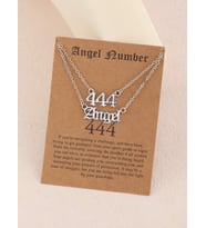 925 Ayar Gümüş  Çift Zincir Melek Sayısı 444 Angel Kolye