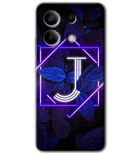 Xiaomi Redmi Note 13 Pro 5G Kılıf HD Desen Baskılı Kılıf - Dark Neon Yaprak J Harfi
