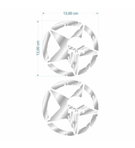 SEVGENT Skm Army Yıldız Kuru Kafa 13 X 13 Cm Nikelaj Sticker 2 Li