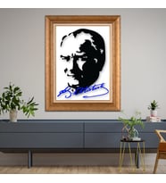 Altın Paspartulu Atatürk  Çerçeveli Tablo C47 (Gold)