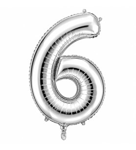 6 Rakam Folyo Balon Gümüş Rengi (100 cm)