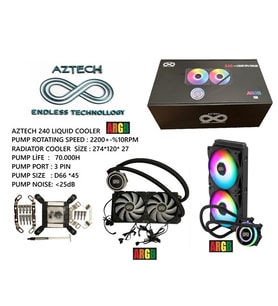 AZTECH 240mm LIQUID COOLING AZ240-1B ARGB Sıvı Soğutmalı AM5-1851p İşlemci Fanı