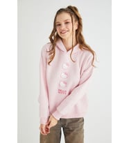 Lisanslı Baskılı Kapüşonlu Pembe Sweatshirt