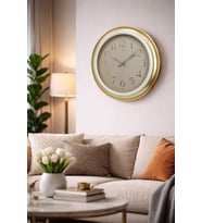 GOLD KASA KREM CERCEVE DUVAR SAATİ 44.5 cm