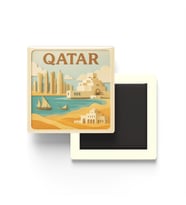 Katar - Qatar - Paper Cut Art - Baskılı Buzdolap Magneti Kare - 9x9 cm