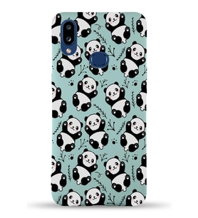 Samsung Galaxy A10s Uyumlu Lansman Kılıf Panda Tasarımlı İçi Kadife Kapak-Turkuaz (Şeffaf)