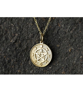 14 Ayar Altın Pentagram Kolye, Kişiselleştirilmiş Pentagram Kolye, Gizli Takı