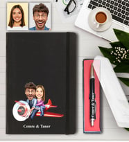Kişiye Özel Sevgili Karikatürlü Defter ve Kalem