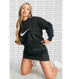 Nike Dri Fit Fleece Training Loose Fit Crop Sweat Bol Kesim Siyah Sweatshirt