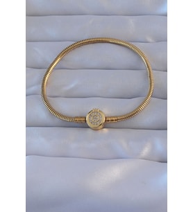 Pirinç Gold Renk Zirkon Taşlı Charm Bileklik
