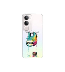 Vivo Y19S ile Uyumlu Splash Tembel Hayvan Tasarımlı Şeffaf Silikon Kılıf