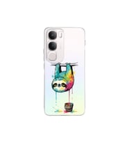Vivo Y19S ile Uyumlu Splash Tembel Hayvan Tasarımlı Şeffaf Silikon Kılıf