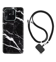 Xiaomi Poco X3 Pro M4 Pro X4 Pro C40 10C Kılıf Boyun Askılı Silikon Siyah Şerit Mermer 1318