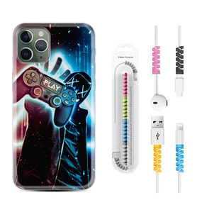 Apple iPhone 11 12 13 14 Pro Max Kılıf Kablo Koruma Spiral Silikon Play Me 1757