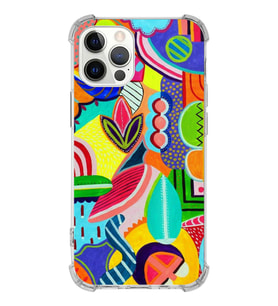 PrintiFy Apple iPhone 12 Pro Max Uyumlu Retro Color 6 Baskılı Şeffaf Köşe Korumalı Antişok Kılıf