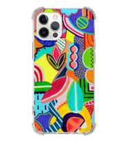 PrintiFy Apple iPhone 12 Pro Max Uyumlu Retro Color 6 Baskılı Şeffaf Köşe Korumalı Antişok Kılıf