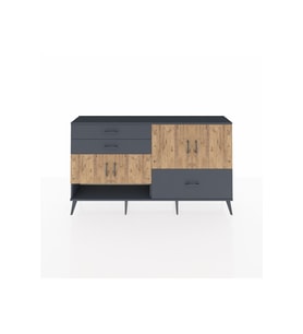 Arges Konsol 3 Raflı 3 Çekmeceli 4 Kapaklı 176x30x99 Antrasit-Çam/Antrasit
