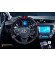 Toyota Avensis T270 Dikme Direksiyon Kılıfı Alcantara Süet Mat Karbon Kırmızı Yüzük ve Dikiş Comfort-Elegant 2015-2018