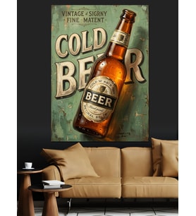 Soğuk Bira Retro Poster Dekoratif Kanvas - Mdf Ahşap Tablo
