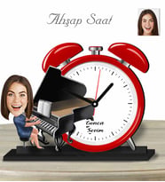 Kişiye Özel Ahşap Saat-Piyano Çalan Kadın-1