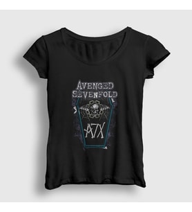 Presmono Kadın Siyah Coffin Avenged Sevenfold T-Shirt 15573tt