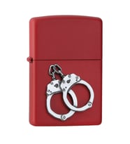 Zippo Kelepçe - Handcuffs Emblem Dizayn Çakmak - Red Matte