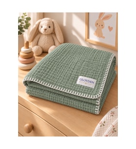 Müslin Bebek Örtü & Battaniye Yeşil – %100 Pamuk 100x140 cm