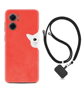 Xiaomi Redmi Note 11E Kılıf Silikon Boyun Askılı İpli Desenli Silikon Kedoş 1735