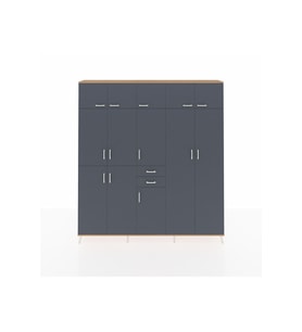 Arges Gardrop 10 Raflı 2 Çekmeceli 3 Askılı 220x30x243 Çam-Antrasit
