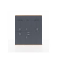 Arges Gardrop 10 Raflı 2 Çekmeceli 3 Askılı 220x30x243 Çam-Antrasit