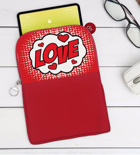 BK Gift Pop Art Tasarımlı Taşınabilir Koruyucu Tablet Kılıfı & Organizer Çanta - Kırmızı-5
