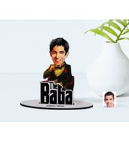 BK Gift Kişiye Özel Godfather Baba Karikatürlü Ahşap Biblo Model-3 (Beyaz)