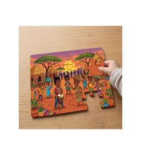 Afrikada Eğlence Tasarımlı 24 Parça Ahşap Çocuk Puzzle