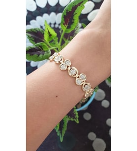 ÇELİK BİLEKLİK XUPİNG TAŞLI 14 AYAR GOLD RENGİNDE SAVOROSKİ TAŞLI 17+2 CM FMACCESORİES