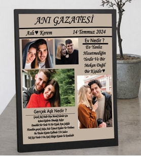 Kişiye Özel Fotoğraflı Anı Gazetesi Çerçevesi – Sevgiliye Özel Hatıra Tablosu