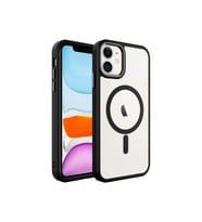 Apple iPhone 11 Uyumlu Kılıf Wireless Şarj Özellikli Zore Krom M-safe Silikon Kapak (Siyah)