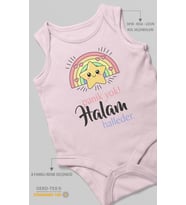 Panik Yok Halam Halleder Baskılı Bebek Zıbını – Çıtçıtlı Body 8 Renk  %100 Pamuk Kısa Kol (Bebek Pembesi)