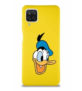 Samsung Galaxy A12 Soft Premier Kapak Donald Duck-A Tasarımlı Silikon Kılıf - Sarı (Şeffaf)