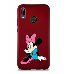 Huawei P20 Lite Soft Premier Kapak Minnie Mouse-E Tasarımlı Silikon Kılıf - Mürdüm (Şeffaf)