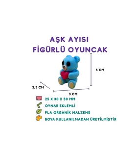 Aşk Ayısı Mavi - 3D Sevgiliye Hediye Oyuncak