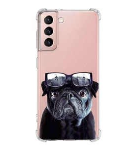 PrintiFy Samsung Galaxy S21 Uyumlu Köpek 3 Baskılı Şeffaf Köşe Korumalı Antişok Kılıf