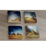 Mısır Piramitleri Doğal Taş Bardak Altlığı 4'lü set - Natural Stone Coasters