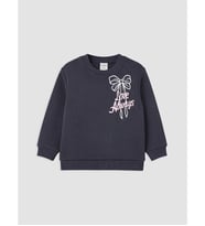 LC WAIKIKI Lacivert Fiyonk Baskılı Kız Çocuk Sweatshirt