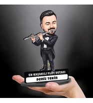 Flüt Ustası Müzisyen Erkeğe Hediye Kişiye Özel Karikatürlü Biblo