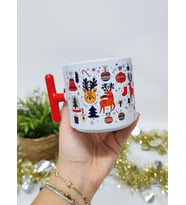 Mutlu Noeller Merry Christmas Yılbaşı Temalı Happy New Year Design T Kupa Bardak Latte Fincanı